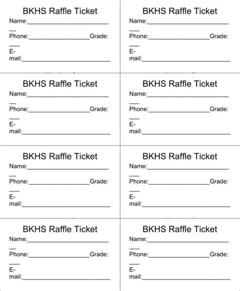 raffle ticket word template.
